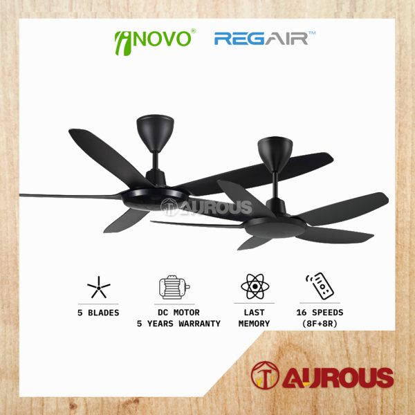REGAIR INOVO A1/A1 BABY 40''/56'' CEILING FAN 5 BLADES WITH DC MOTOR 8+8 SPEED FORWARD REVERSE