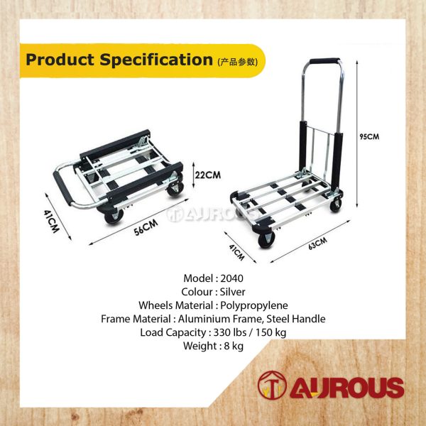 MULTIFUNCTIONAL FOLDABLE HAND TROLLEY EXTENDABLE TROLLEY HEAVY LOAD CAPACITY 150KG - Image 6