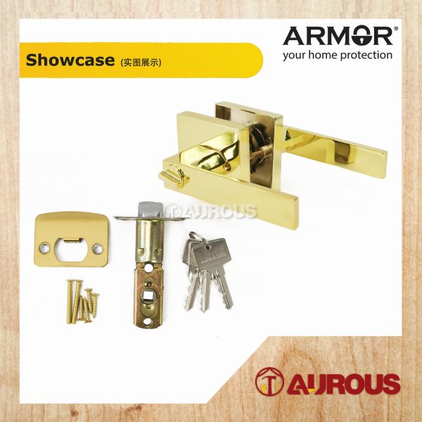 ARMOR ENTRANCE TUBULAR LEVER LOCK C/W 60-70MM LATCH BACKSET ATL-R1607 (PB/RG) - Image 3