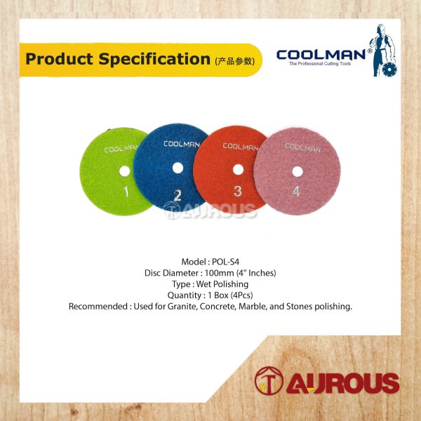 COOLMAN POL-S4 4 STEPS POLISHING PAD DRY OR WET 4''/100MM (4PCS/PACK) - Image 6