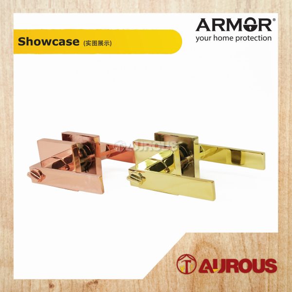 ARMOR ENTRANCE TUBULAR LEVER LOCK C/W 60-70MM LATCH BACKSET ATL-R1607 (PB/RG) - Image 2