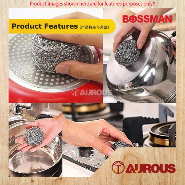 BOSSMAN STAINLESS STEEL CLEANING SCOURER BALL BMB-360 (1 PIECE) - Image 4
