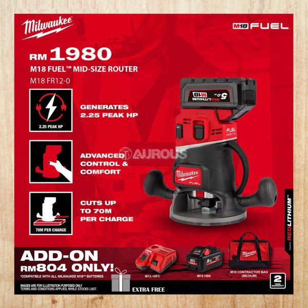 MILWAUKEE M18 FUEL MID SIZE ROUTER M18 FR12-0X0 (BARE TOOL)