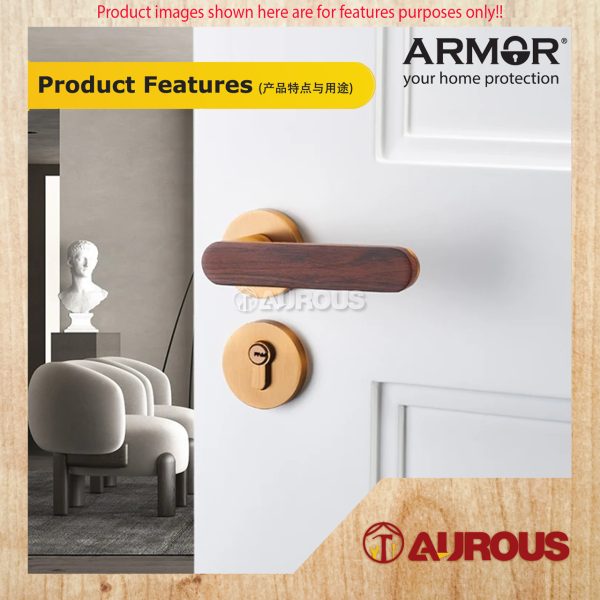 ARMOR ENTRANCE TUBULAR LEVER LOCK C/W 60-70MM LATCH BACKSET ATL-1900/MB/RW/ET (ROSEWOOD) - Image 5