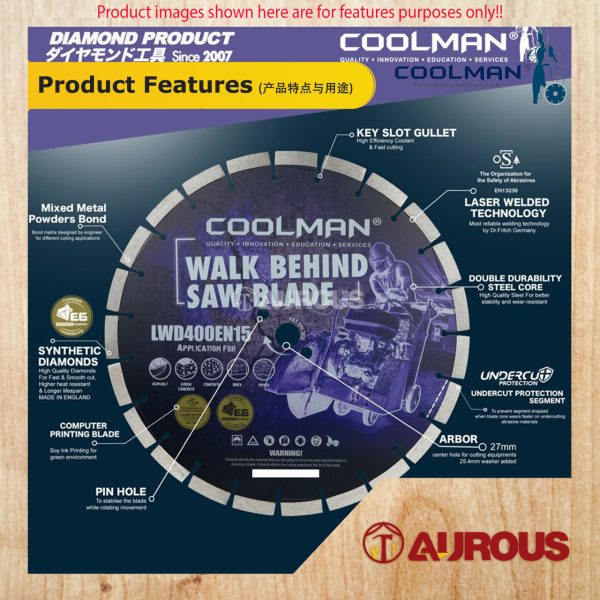 COOLMAN DIAMOND CUTTING DISC 16"/400MM (LWD400EN15) - Image 4