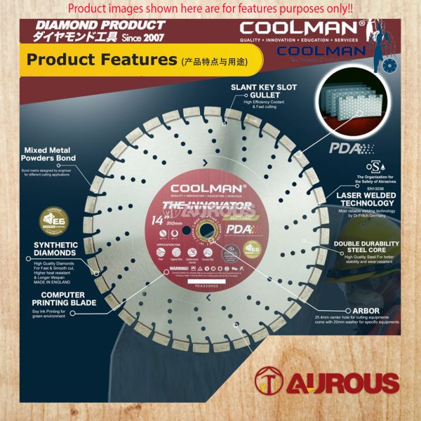 COOLMAN PDA HIGH SPEED LASER WELDED BLADE DIAMOND DISC 14''/350MM (PDA350HSS) - Image 4
