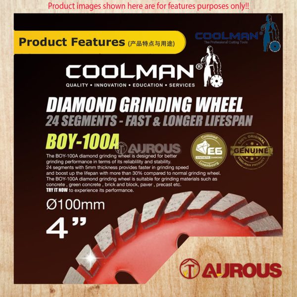 COOLMAN DIAMOND DISC GRINDING WHEEL 4''/100MM (BOY-100A) - Image 5