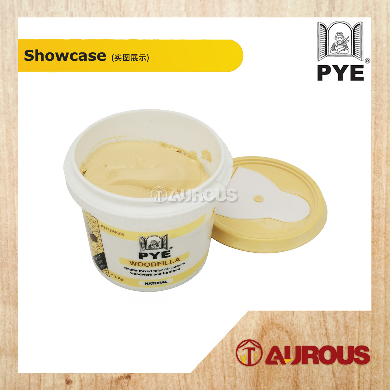 PYE WOOD FILLA INTERIOR FAST DRYING FILLER READY TO USE 0.5KG (NATURAL / TEAK) - Image 2