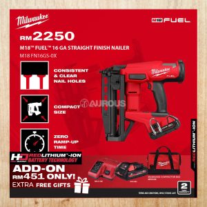 MILWAUKEE M18 FUEL 16GA STRAIGHT FINISH NAILER M18 FN16GS-0X (BARE TOOL)