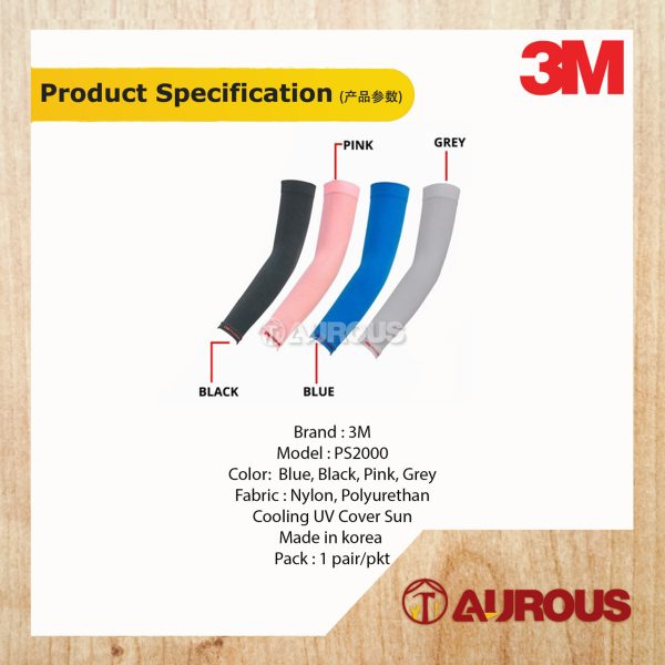 3M UV PROTECTION COOL WRISTLET ARM SLEEVES UV PROTECTIVE SLEEVES HAND GLOVES PS2000 (BLACK/BLUE/PINK/GREY) - Image 9