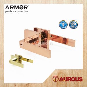 ARMOR ENTRANCE TUBULAR LEVER LOCK C/W 60-70MM LATCH BACKSET ATL-R1607 (PB/RG)