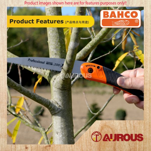 BAHCO FOLDING PRUNING BUSHCRAFT SAW DUAL-COMPONENT HANDLE FOR DRY/HARD WOOD CUTTING (396-HP) - Image 7