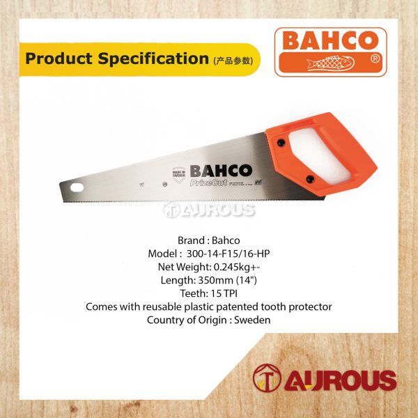 BAHCO PRIZE CUT 300 HANDSAW 350MM/14" (300-14-F15/16-HP) - Image 6