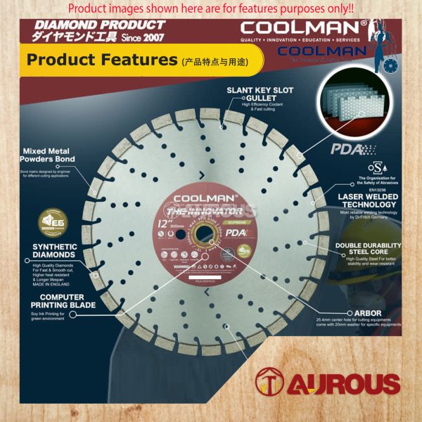 COOLMAN PDA HIGH SPEED LASER WELDED BLADE DIAMOND DISC 12''/300MM (PDA300HSS) - Image 5
