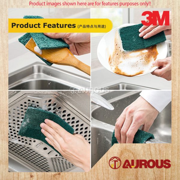 3M SCOTCH BRITE SCOURER GREEN PAD H/D (5 PCS/PACK) - Image 4