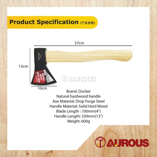 DOCKER HEAVY DUTY DROP FORGED STEEL AXE WITH WOOD HANDLE KAPAK KAYU 600G - Image 5