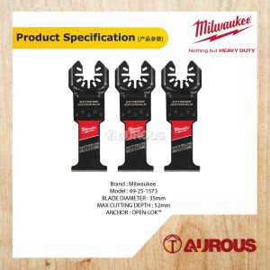 MILWAUKEE OPEN LOK NITRUS CARBIDE EXTREME MATERIALS 35MM MULTI TOOL BLADE 3 PCS SET (49-25-1573) - Image 4