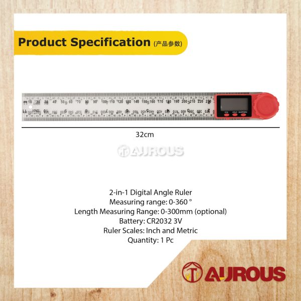 2 IN 1 DIGITAL ANGLE RULER LCD DISPLAY PVC TRANSPARENT DIGITAL MULTI ANGLE RULER 360° (0-300MM) - Image 6