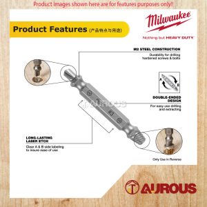 MILWAUKEE M2 STEEL SCREW EXTRACTOR 4 PCS SET (SIZES #1, #2, #3, #4) 49-57-9001 - Image 5