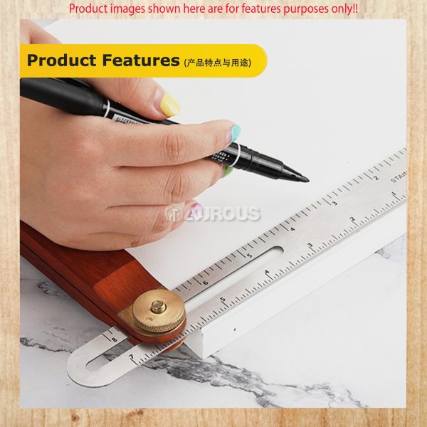 WOODWORKING ADJUSTABLE CARPENTRY ANGLE RULERS GAUGES TRI SQUARE SLIDING T BEVEL WITH WOODEN HANDLE - Image 8