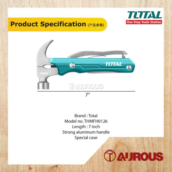 TOTAL MULTI-FUNCTION 12PCS FOLDING TOOL SET WITH HAMMER (THMFH0126) - Image 6