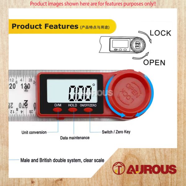 2 IN 1 DIGITAL ANGLE RULER LCD DISPLAY PVC TRANSPARENT DIGITAL MULTI ANGLE RULER 360° (0-300MM) - Image 7