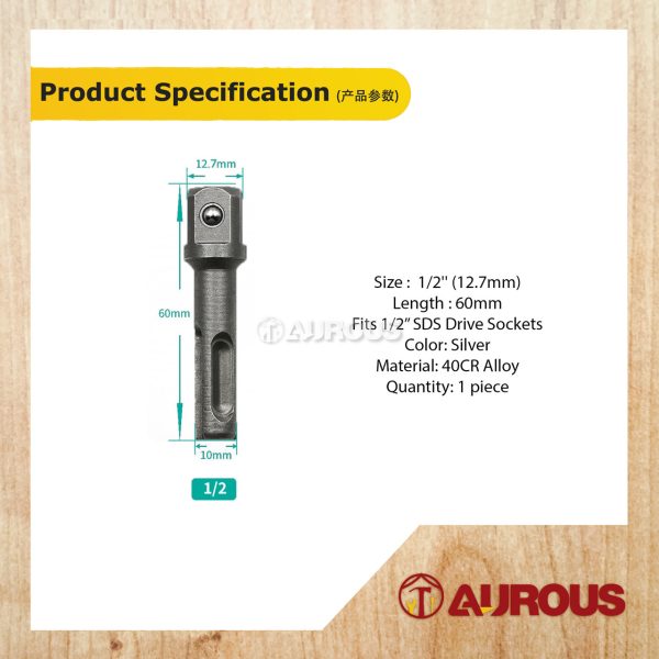 1/2'' DRILL BIT CONVERTER (SDS TO BOX SPANNER SOCKET) - 1 PIECE - Image 4
