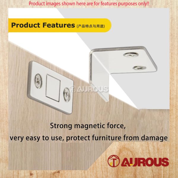 STAINLESS STEEL DRAWER MAGNETIC CLOSET CUPBOARD FURNITURE DOOR CATCH LATCH [L CORNER] - (SILVER/BLACK) - Image 5