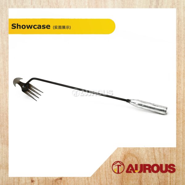 MINI TWO HEAD METAL LAWN RAKE WITH STEEL HANDLE GARDEN WEEDING TOOL - Image 2
