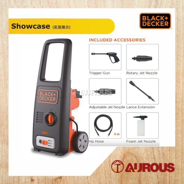 BLACK & DECKER 110 BAR PRESSURE WASHER WATER JET CLEANER 1400W (BW14) - Image 4