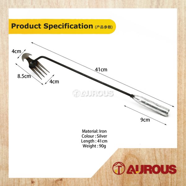 MINI TWO HEAD METAL LAWN RAKE WITH STEEL HANDLE GARDEN WEEDING TOOL - Image 5
