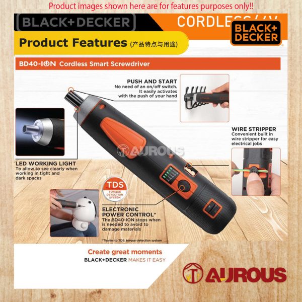 BLACK & DECKER 4V SMART PUSH & START CORDLESS SCREWDRIVER BIT SET BD40K27-B1 - Image 7