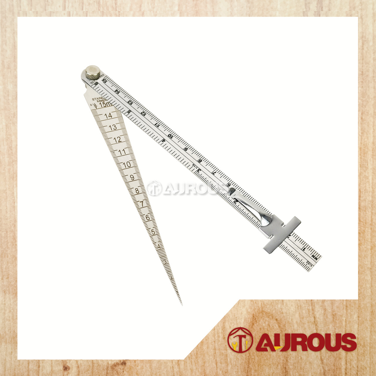 STAINLESS STEEL FOLDING GAP TAPER GAUGE DEPTH RULER WITH STRAIGHT RULER SET