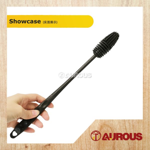PVC LONG HANDLE SILICONE CUP GLASS BOTTLE BRUSH CUP SCRUBBER CLEANING TOOL (GREY) - Image 4