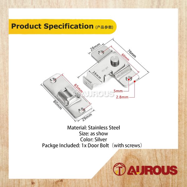 STAINLESS STEEL 304 SWIVEL BOLT DOOR HASP LATCH FOR SLIDE GATE PARTITION DOOR - (1 SET/PKT) - Image 5