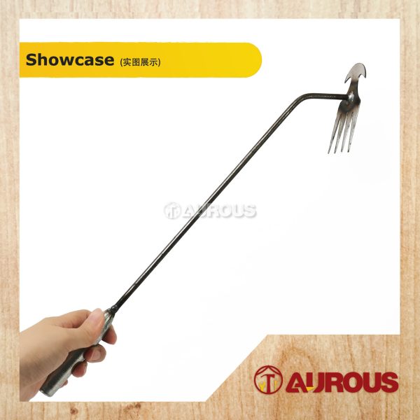MINI TWO HEAD METAL LAWN RAKE WITH STEEL HANDLE GARDEN WEEDING TOOL - Image 4