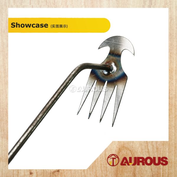MINI TWO HEAD METAL LAWN RAKE WITH STEEL HANDLE GARDEN WEEDING TOOL - Image 3