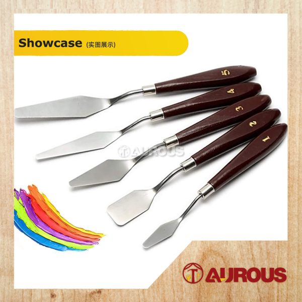 CHROME PALETTE KNIFE SCRAPER SPATULA FOR ART PAINTING OR DRAWING (5 PIECES SET) - Image 2