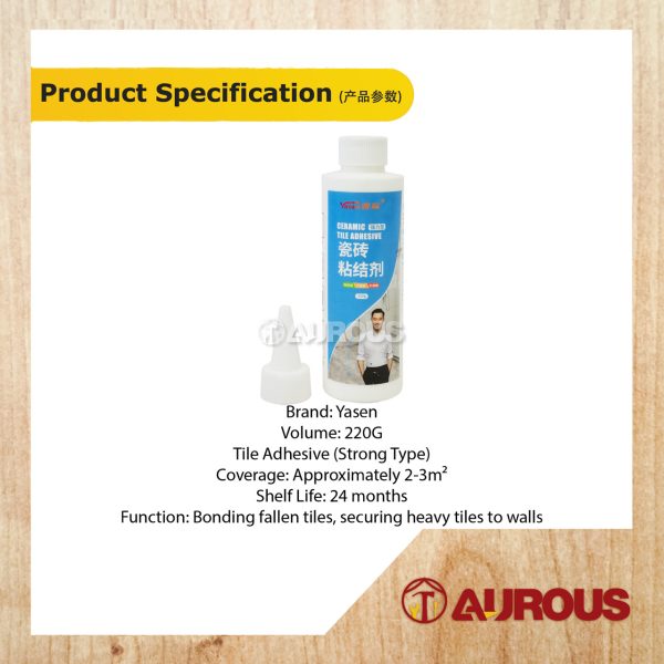 YASEN CERAMIC TILE ADHESIVE TILE FALL OFF REPAIR GLUE TILE ADHESIVE 220G (WHITE) - Image 5