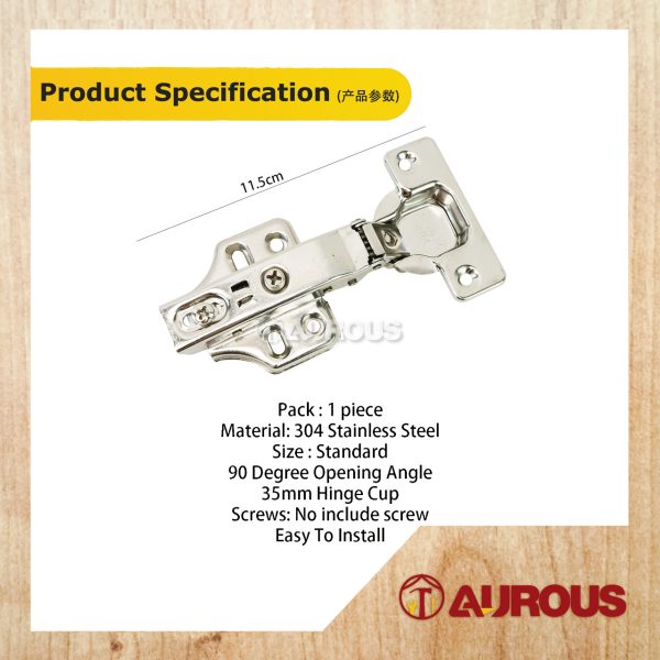 STAINLESS STEEL 304 KITCHEN CABINET FUNITURE SOFT CLOSE ANTI-SLAM CONCEALED CABINET HINGES - (1 PIECE) - Image 5