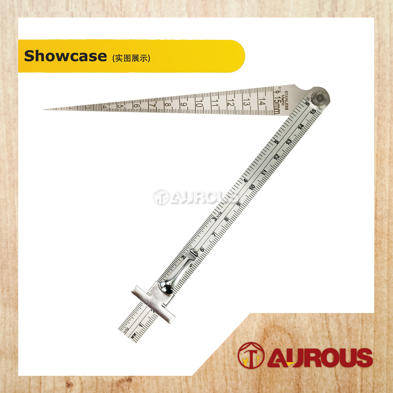 STAINLESS STEEL FOLDING GAP TAPER GAUGE DEPTH RULER WITH STRAIGHT RULER SET - Image 2