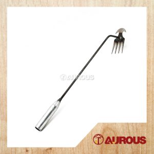 MINI TWO HEAD METAL LAWN RAKE WITH STEEL HANDLE GARDEN WEEDING TOOL