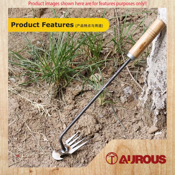 MINI TWO HEAD METAL LAWN RAKE WITH STEEL HANDLE GARDEN WEEDING TOOL - Image 7