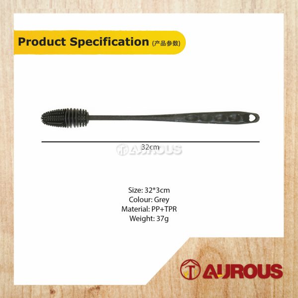 PVC LONG HANDLE SILICONE CUP GLASS BOTTLE BRUSH CUP SCRUBBER CLEANING TOOL (GREY) - Image 5
