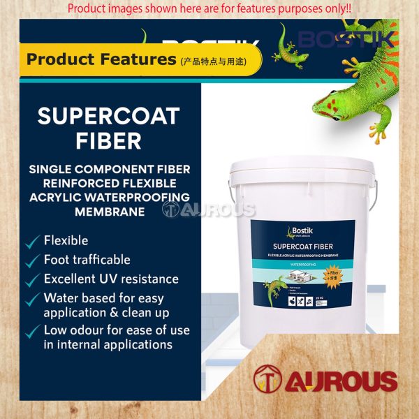 BOSTIK SUPERCOAT FIBER SINGLE COMPONENT FIBER REINFORCED ACRYLIC WATERPROOFING MEMBRANE (20KG) WHITE / GREY - Image 2