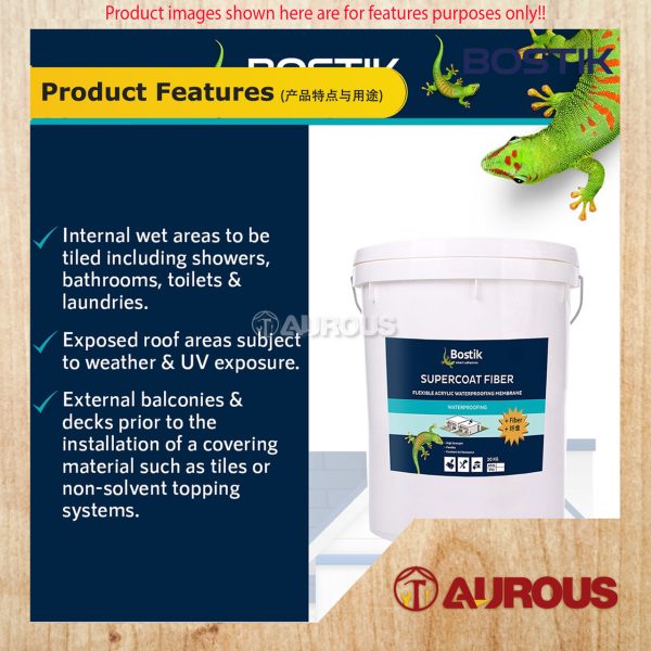 BOSTIK SUPERCOAT FIBER SINGLE COMPONENT FIBER REINFORCED ACRYLIC WATERPROOFING MEMBRANE (20KG) WHITE / GREY - Image 3