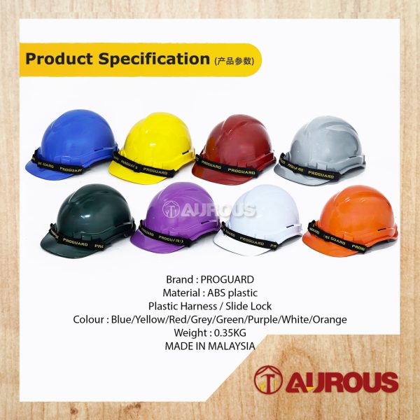 PROGUARD SAFETY HELMET WITH SLIDE LOCK SIRIM (BLUE/YELLOW/RED/GREY/GREEN/PURPLE/WHITE/ORANGE) - Image 7