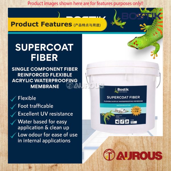 BOSTIK SUPERCOAT FIBER SINGLE COMPONENT FIBER REINFORCED ACRYLIC WATERPROOFING MEMBRANE (5KG) WHITE / GREY - Image 2