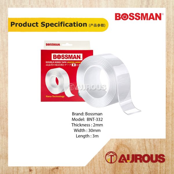 BOSSMAN NANO DOUBLE SIDED TAPE (SUPER HIGH-BOND) 3 METER (30MM X 2MM) BNT-332 - Image 4