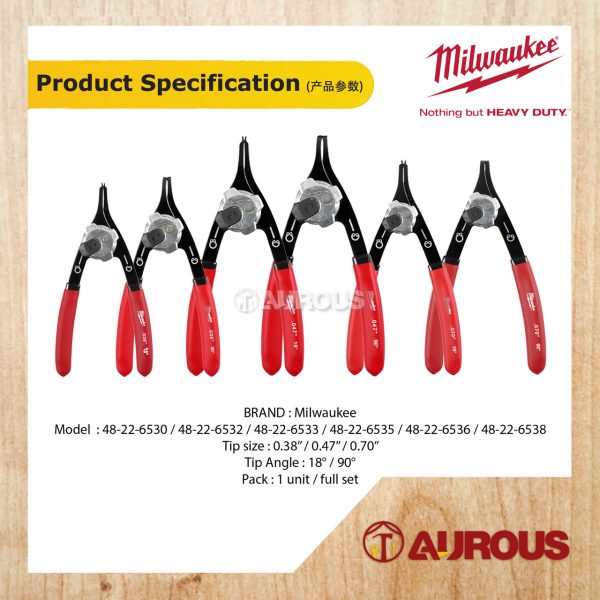 MILWAUKEE SNAP RING PLIER (18 / 90 DEGREE) (0.38’’ / 0.47’’ / 0.70’’) - Image 4